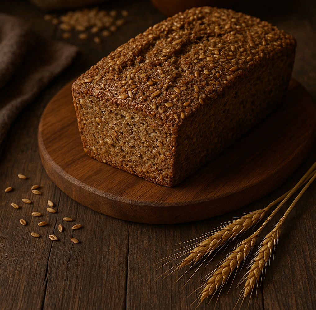 Rustikale glutenfreie Brotzeit mit Aufschnitt und Gemüse.